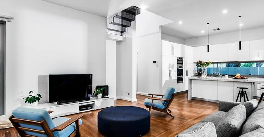 Living room and kitchen in a Cottesloe modular addition